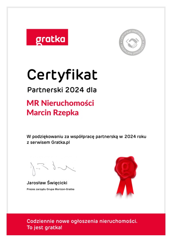 Certyfikat partnerstwa z Gratka