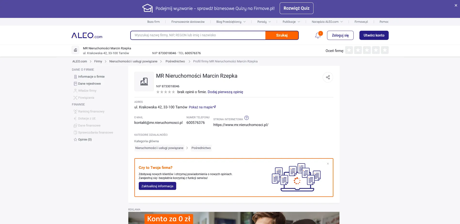 MR Nieruchomości Marcin Rzepka na ALEO