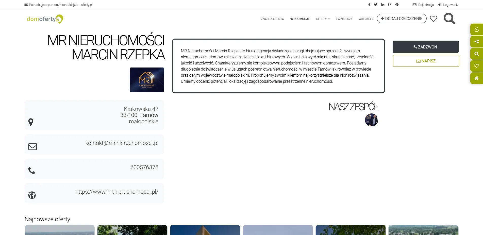 MR Nieruchomości Marcin Rzepka na domoferty