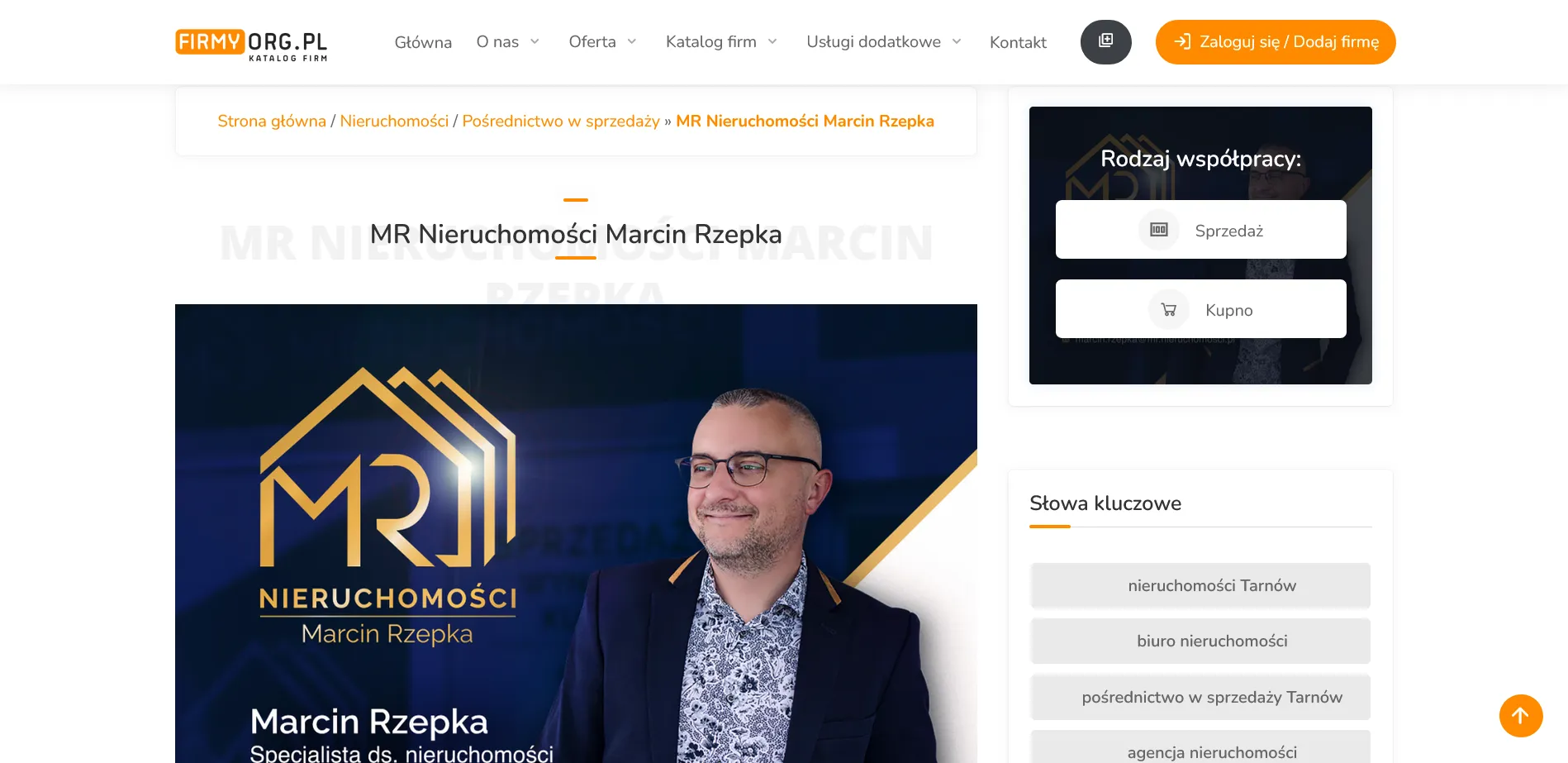 MR Nieruchomości Marcin Rzepka na stronie firmy.org