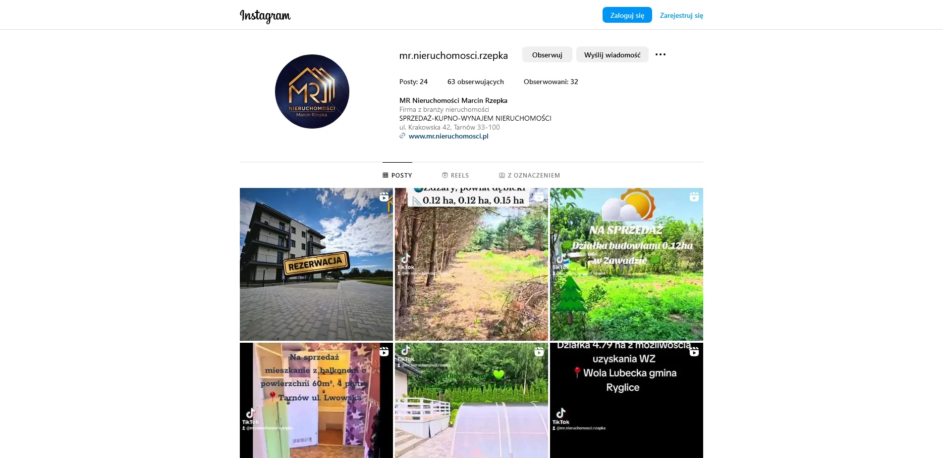 MR Nieruchomości Marcin Rzepka na Instagram