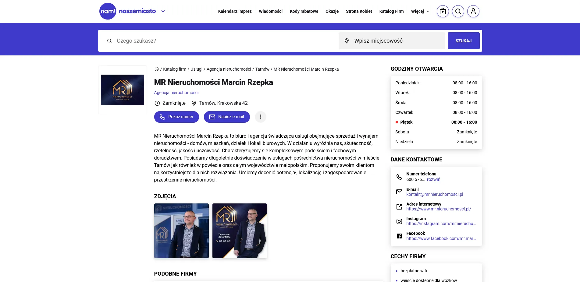 MR Nieruchomości Marcin Rzepka na witrynie Nasze Miasto