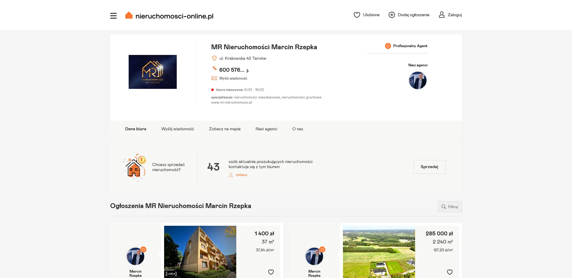 MR Nieruchomości Marcin Rzepka na portalu Nieruchomosci-online.pl