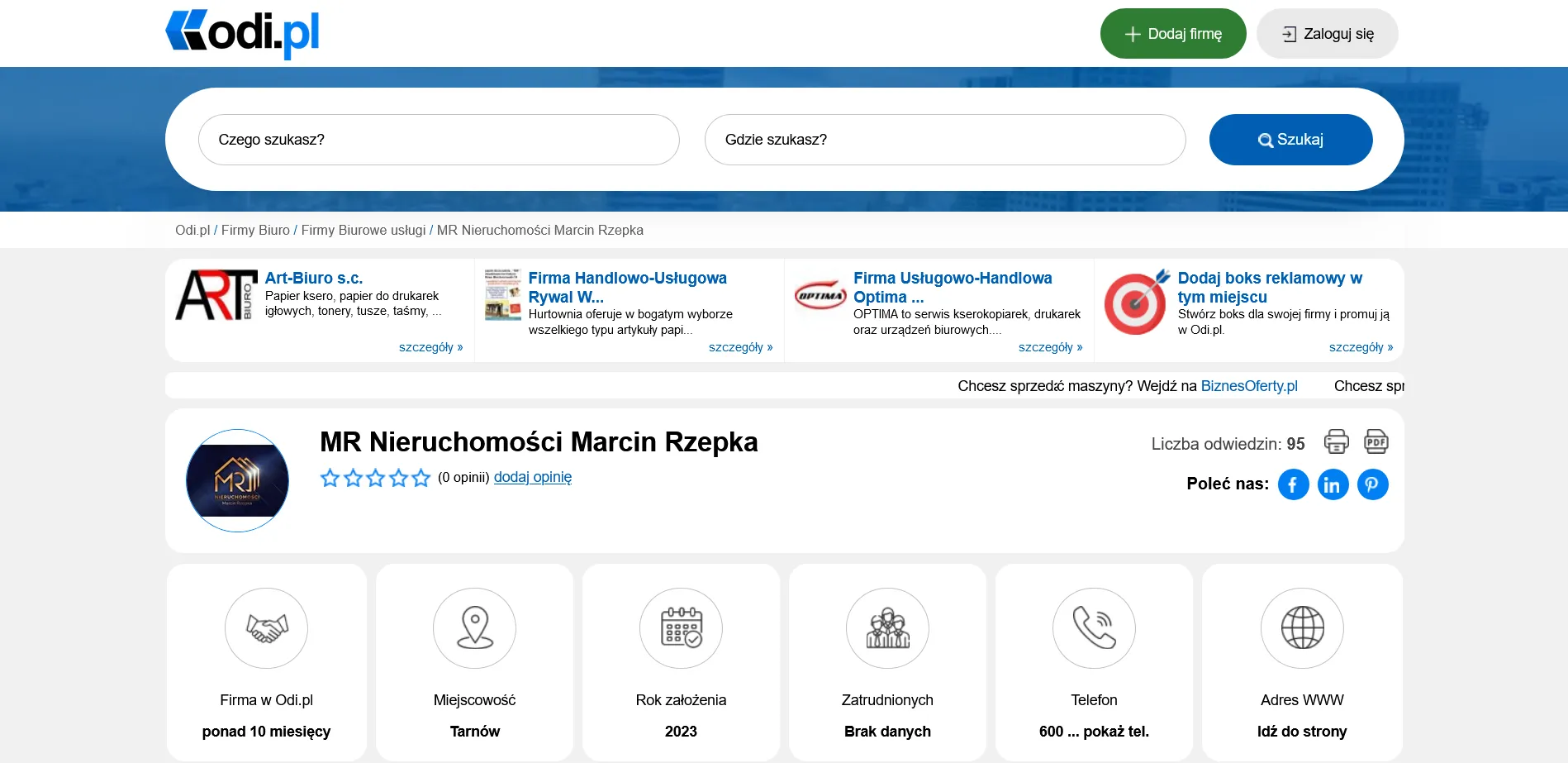 MR Nieruchomości Marcin Rzepka w bazie firm odi.pl