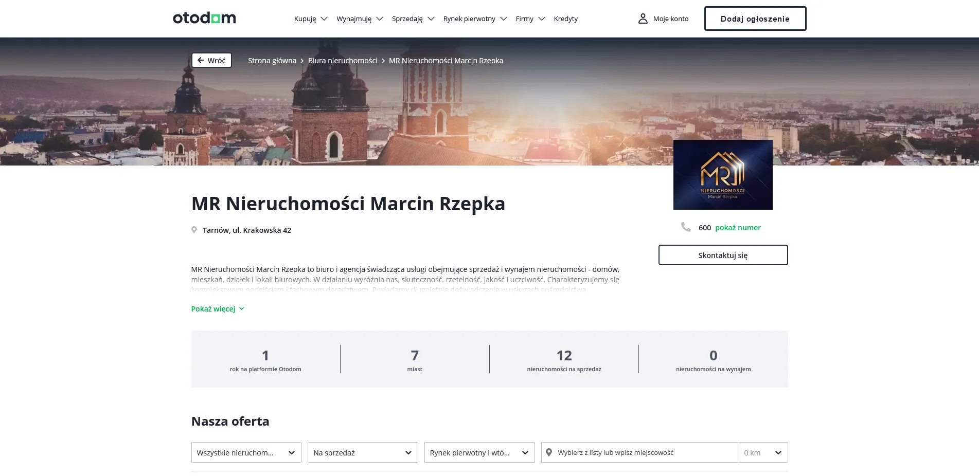 MR Nieruchomości Marcin Rzepka na stronie Otodom.pl