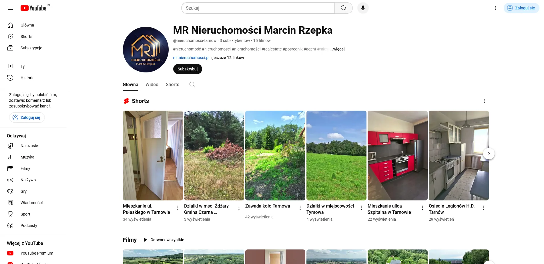 MR Nieruchomości Marcin Rzepka na YouTube