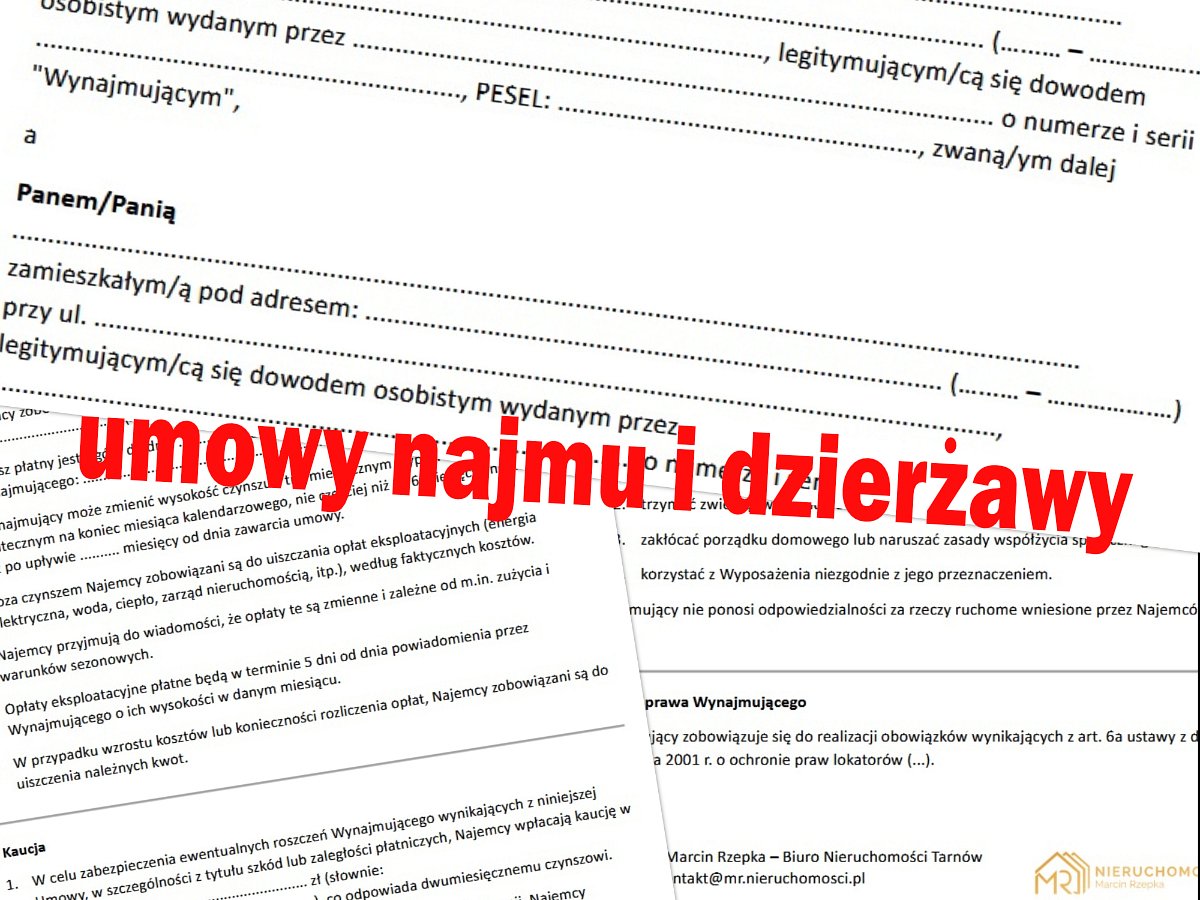 Darmowe wzory umowy najmu i dzierżawy